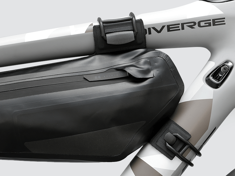 Road Frame Bag - Medium designed for weight distribution and easy access to items, featuring 'Fast-Fix' straps, large reflective areas, and lightweight durable construction.