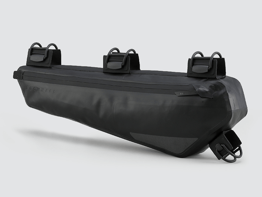 Road Frame Bag - Medium designed for weight distribution and easy access to items, featuring 'Fast-Fix' straps, large reflective areas, and lightweight durable construction.