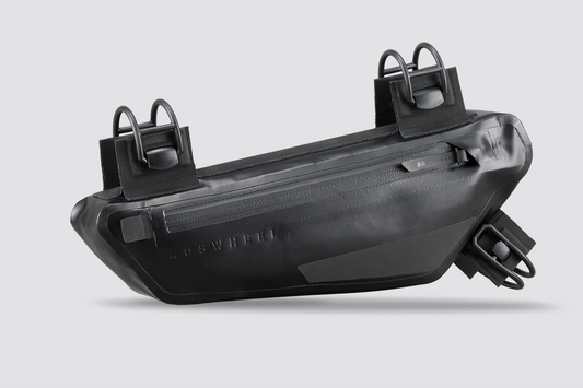 Road Frame Bag XSmall designed for weight distribution and easy access to small items, featuring 'Fast-Fix' straps, reflective areas, and lightweight construction.