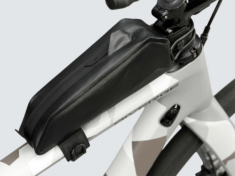 Road Top Tube Bag - Small with 'Fast-Fix' strap system, designed for secure attachment and lightweight storage of food or equipment.