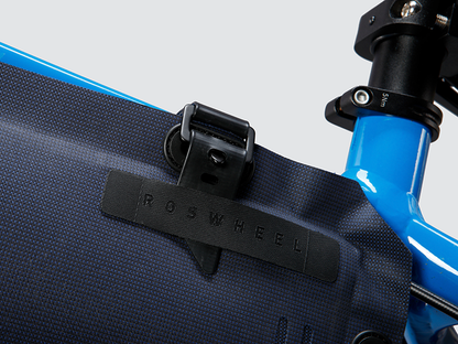 Off-Road Frame Bag Small designed in a pencil style to hold heavy equipment securely, featuring waterproof fabric, strong YKK™ zipper, and cable/hydration port for convenience.