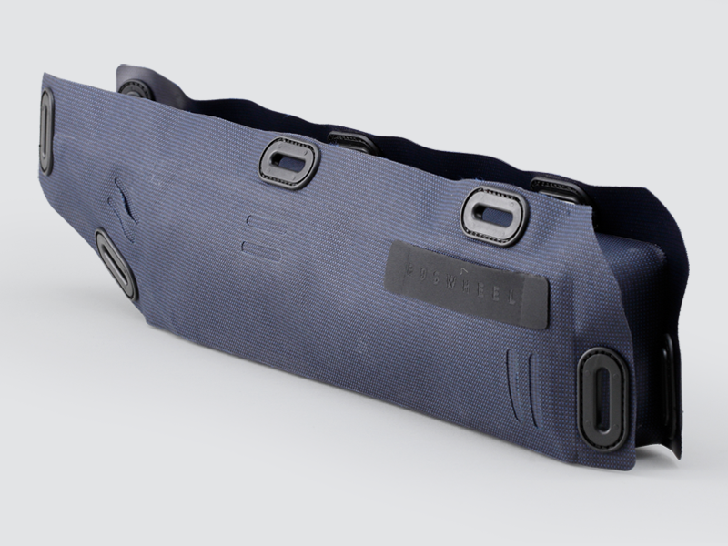 Off-Road Frame Bag Small designed in a pencil style to hold heavy equipment securely, featuring waterproof fabric, strong YKK™ zipper, and cable/hydration port for convenience.