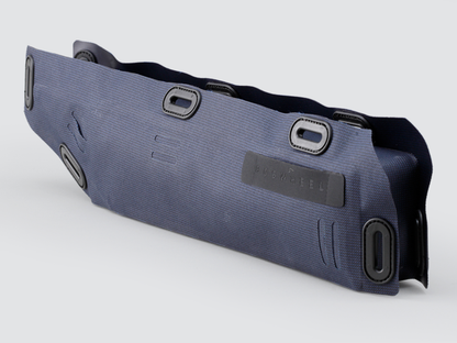 Off-Road Frame Bag Small designed in a pencil style to hold heavy equipment securely, featuring waterproof fabric, strong YKK™ zipper, and cable/hydration port for convenience.