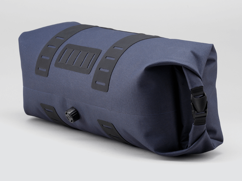 Off-Road Handlebar Bag Large designed for bulky gear, featuring extensive M.O.L.L.E. system, durable waterproof fabric, and internal pocket for secure organization.