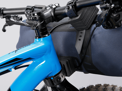 Off-Road Handlebar Bag Large designed for bulky gear, featuring extensive M.O.L.L.E. system, durable waterproof fabric, and internal pocket for secure organization.