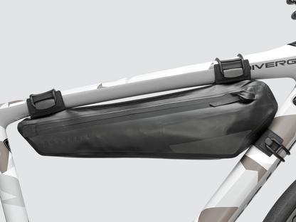 Road Frame Bag - Medium designed for weight distribution and easy access to items, featuring 'Fast-Fix' straps, large reflective areas, and lightweight durable construction.