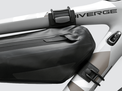 Road Frame Bag - Medium designed for weight distribution and easy access to items, featuring 'Fast-Fix' straps, large reflective areas, and lightweight durable construction.