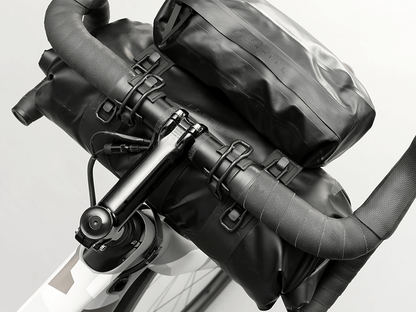 Road Handlebar Bag with 'Fast-Fix' straps, large reflective areas, and easy attachment for bulky items.