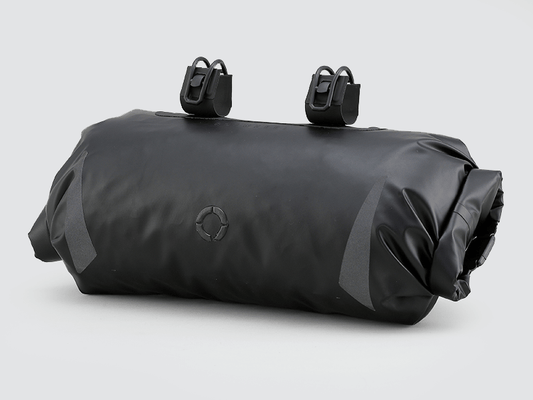 Road Handlebar Bag with 'Fast-Fix' straps, large reflective areas, and easy attachment for bulky items.
