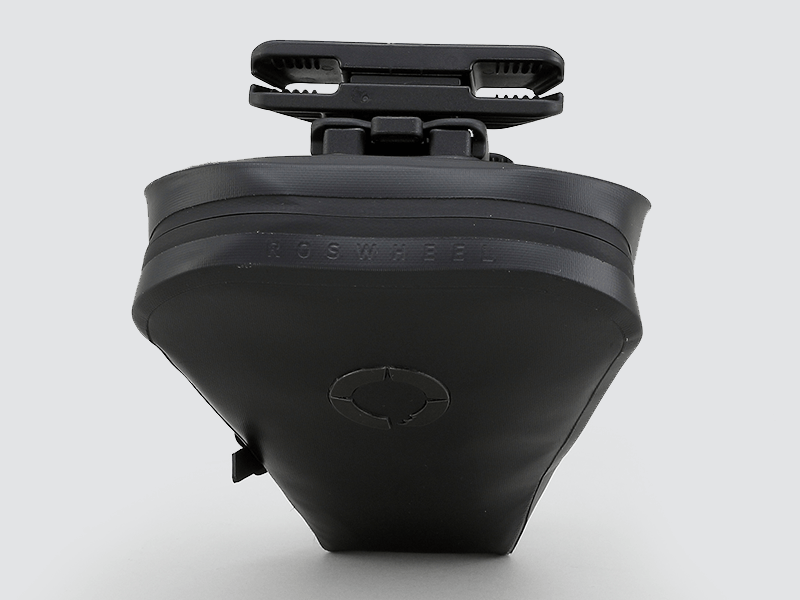 Road Saddle Bag - Large designed for easy access to spares and bulkier gear, featuring quick release buckle, 'Fast-Fix' strap system, lightweight construction, and reflective details for visibility.