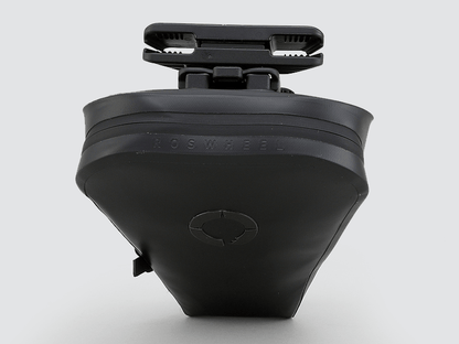 Road Saddle Bag - Large designed for easy access to spares and bulkier gear, featuring quick release buckle, 'Fast-Fix' strap system, lightweight construction, and reflective details for visibility.