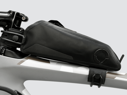 Road Top Tube Bag - Small with 'Fast-Fix' strap system, designed for secure attachment and lightweight storage of food or equipment.