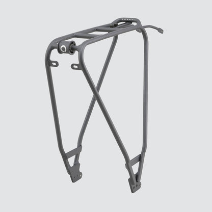 Tour Lightweight Rear Rack for touring and city use, compatible with pannier bags and disc brake bikes.