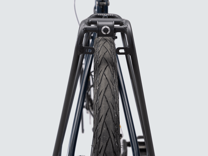 Tour Lightweight Rear Rack for touring and city use, compatible with pannier bags and disc brake bikes.