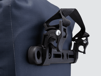 Waterproof Tour pannier bags (40L pair) with quick-tighten closure and reflective features for long-distance touring.