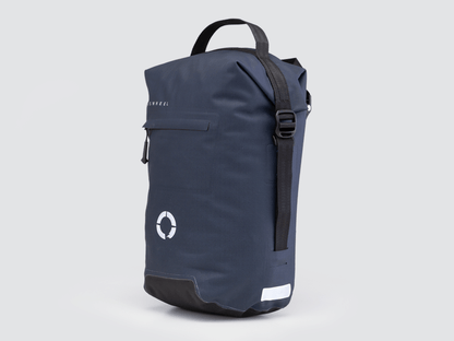 Waterproof Tour pannier bags (20L pair) with quick-tighten closure and reflective details for long-distance touring.