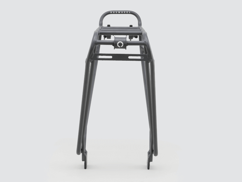 Tour rear rack for large loads, compatible with pannier bags and disc brake bikes, featuring dual-level design.